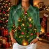 Damen Freizeithemd mit 3/4 Ärmeln, Kragen und Knopfleiste mit Weihnachtsdruck