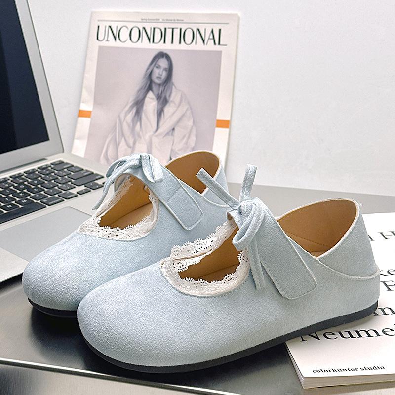 2 New Soft-soled Bag Head Single Shoes Women's Spring Square Head Flat Bottom Lace