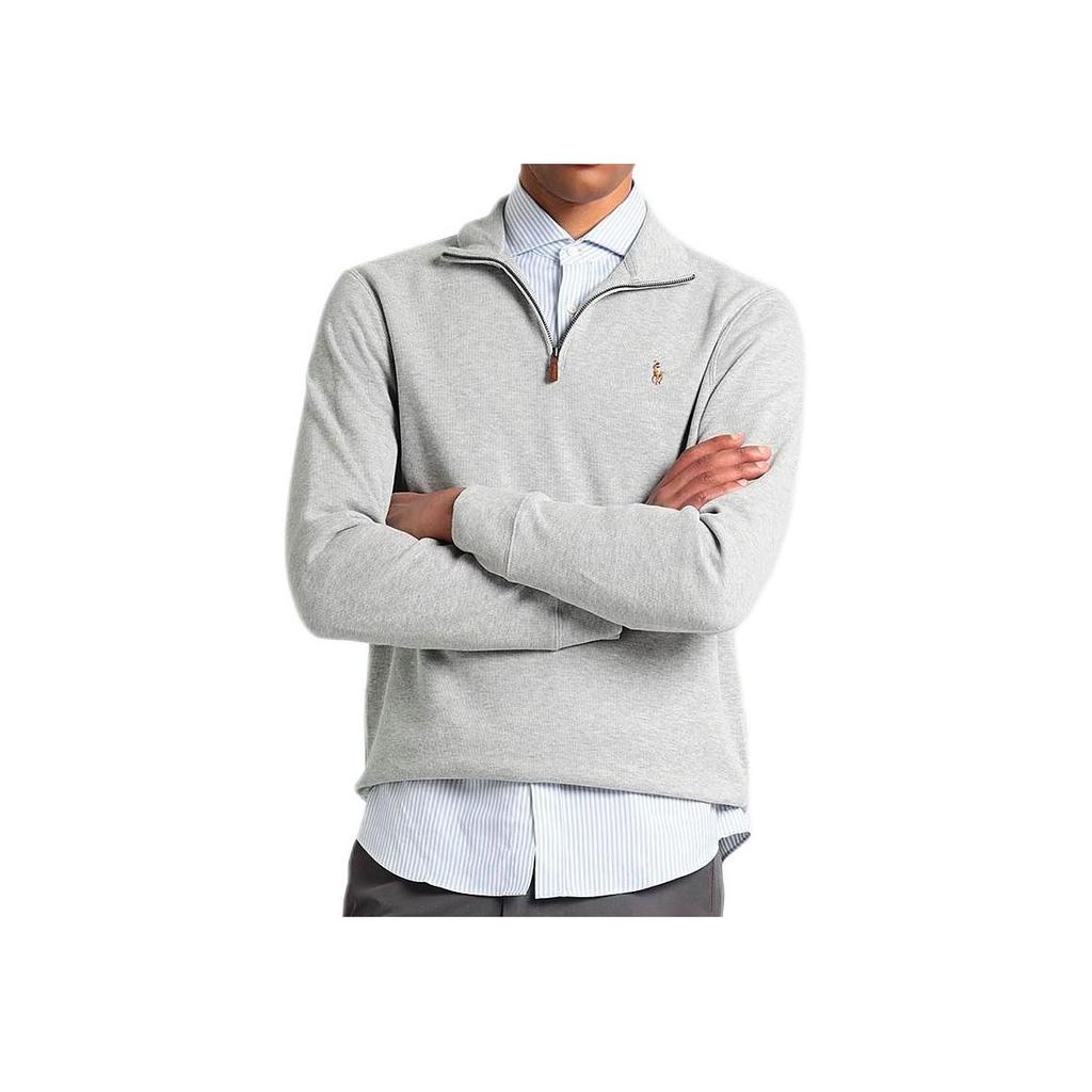 Polo Ralph Lauren FW22 Small Pony Logo Embroidered Half-Zip Knit Long Sleeve Sweatshirt Men Sweatshirt Gray 710743633-003