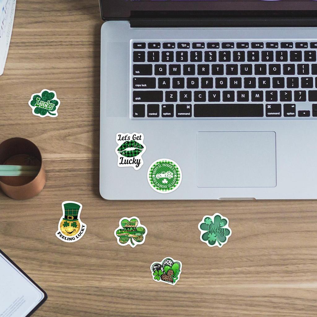 56 Green Four-Leaf Clover Waterproof Stickers for Luggage, Phone Cases, and Suitcases