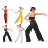 Girls Metallic Pants Set Adjustable Spaghetti Straps Camisole Tassel Latin Dance Outfit