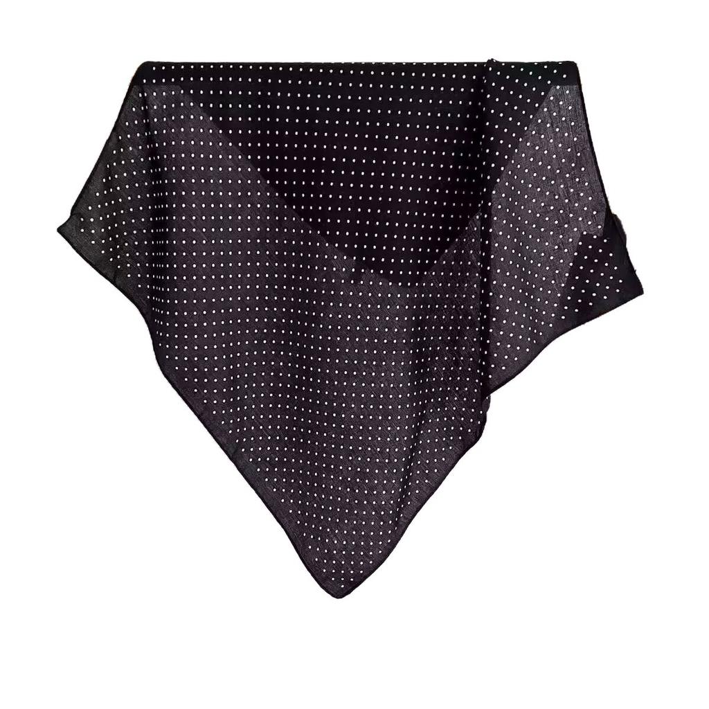 Versatile literary and artistic autumn and winter retro polka dot silk scarf scarf herringbone decorative trend scarf femininity simple shawl