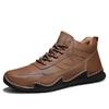 2024 Men's Soft Sole Mid-Top Hiking Boots, Casual Winter Warm Velvet Leather Shoes