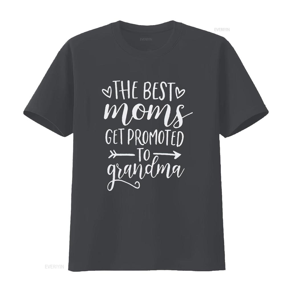 The Best Moms Get Promoted To Grandma T Shirt Women Grandmother GifT with Funny Saying Casual Top Vintage Washed Versatile
