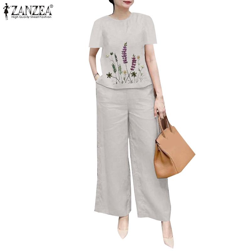 ZANZEA Moteriški palaidinių ir kelnių kasdieniai dviejų dalių rinkiniai