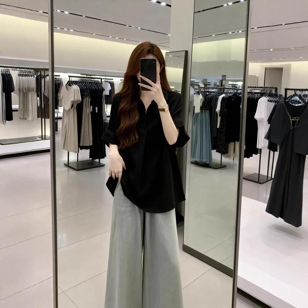 2026 Summer Women's Plus Size Casual Short Sleeve Slimming Pullover Shirt