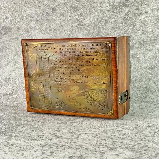 Marine Master Box Sextant Alidade Geschenk für Handelsmarine Piraten Vintage Geschenk Sextant Sammelkompass Geschenk für Papa Geschenk zum Ruhestand