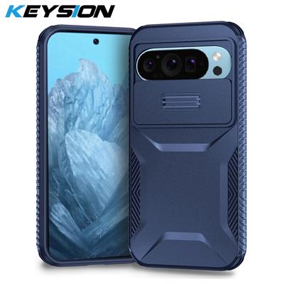 KEYSION Shockproof Armor Case for Google Pixel 9 Pro XL Slide Camera Lens Protection Phone Back Cover for Google Pixel 8 Pro 8A