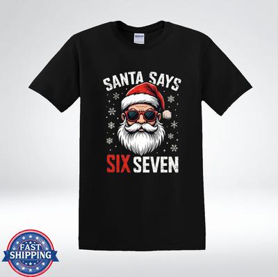 Nikolaus sagt Sechs Sieben Lustiges Weihnachtsfeiertags-Humor-T-Shirt