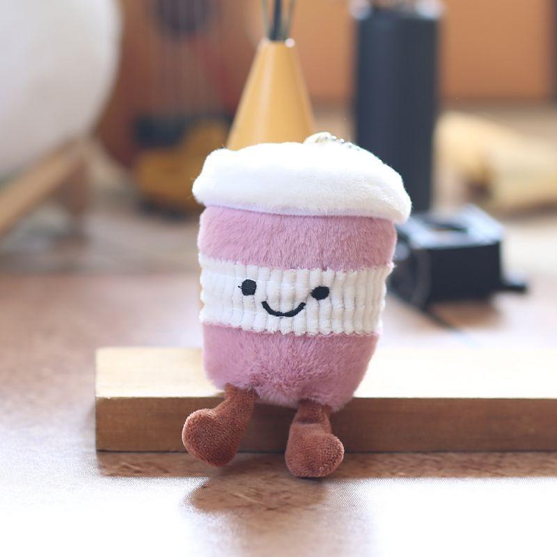 Milk Cup Tea Plush Keychain Toy Pp Cotton Gift For Kids Teens Pendant Bag