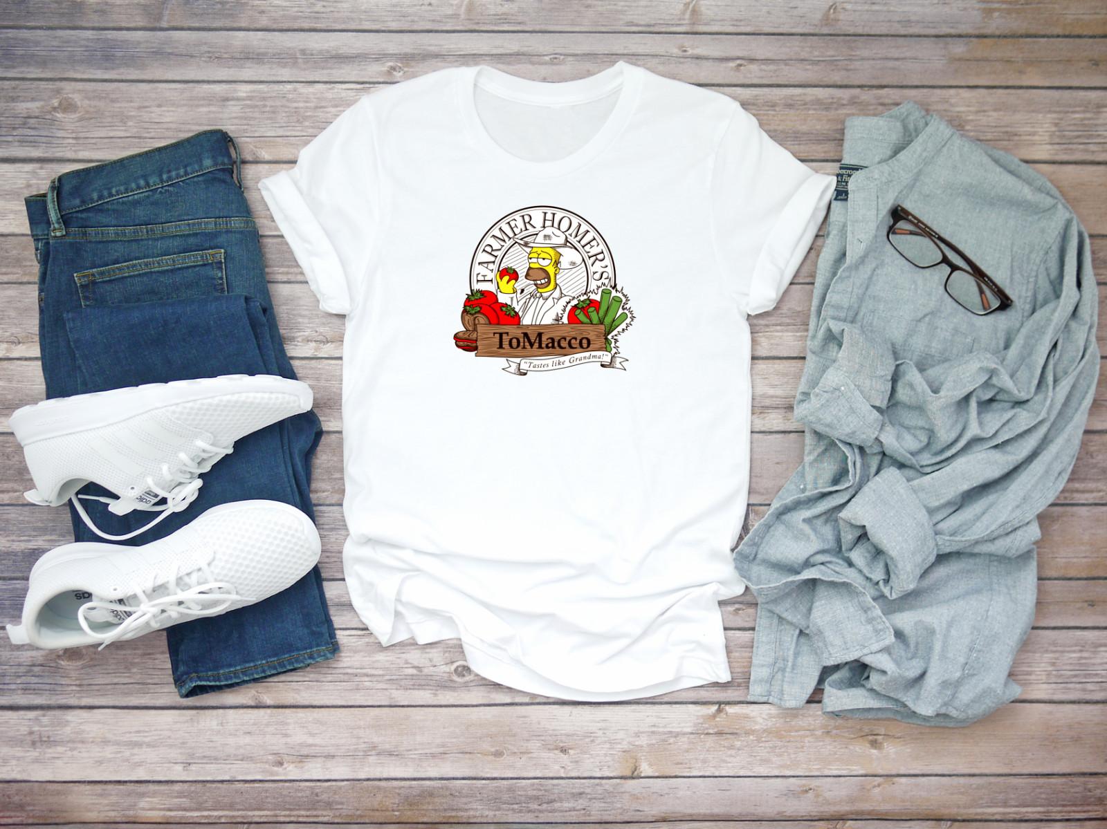 The Simpson Homer Simpson Farmer Logo Short Sleeve White Men T-shirt F221 XXXL