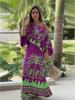 European Spring Fashion 2026: Off-the-Shoulder Print Long Sleeve Skirt Suit Women's Two-Piece Set