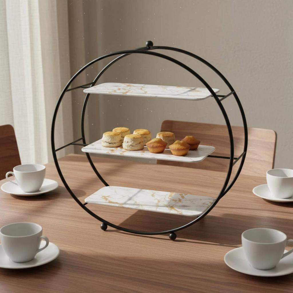 3 Layer Stand Sturdy Iron Frame Tier Cake Effortless Setup to Clean Round