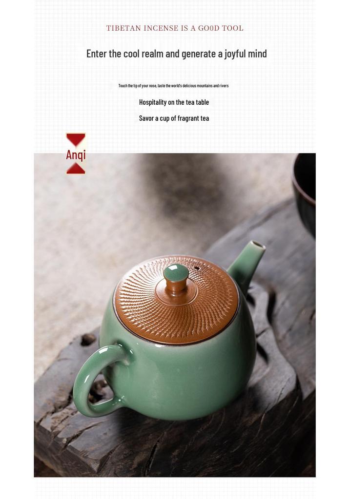 Handmade Longquan Celadon Knife-Cut Teapot with Ceramic Filter - Chinese Gongfu Tea Set