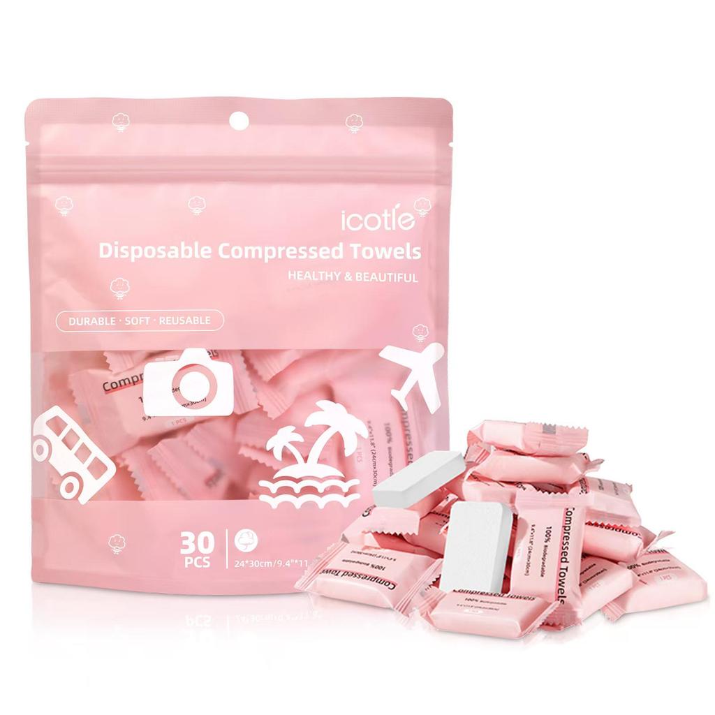 Lingettes Visage Compactes Emballées comme des Bonbons, 30 pièces/6 pièces - Lingettes Nettoyantes Jetables Portables