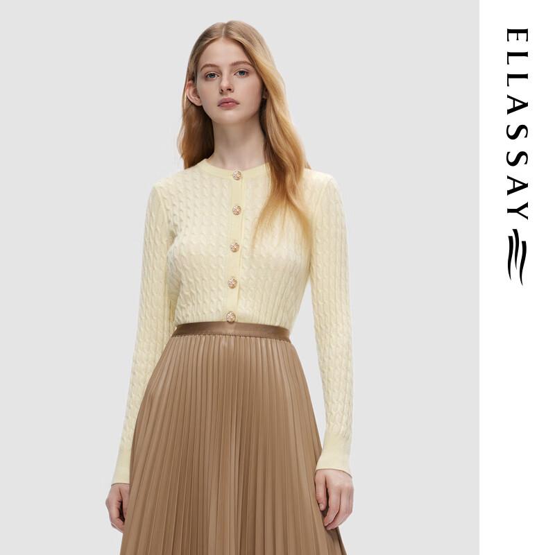 ELLASSAY Women's Round Neck Knit Cardigan