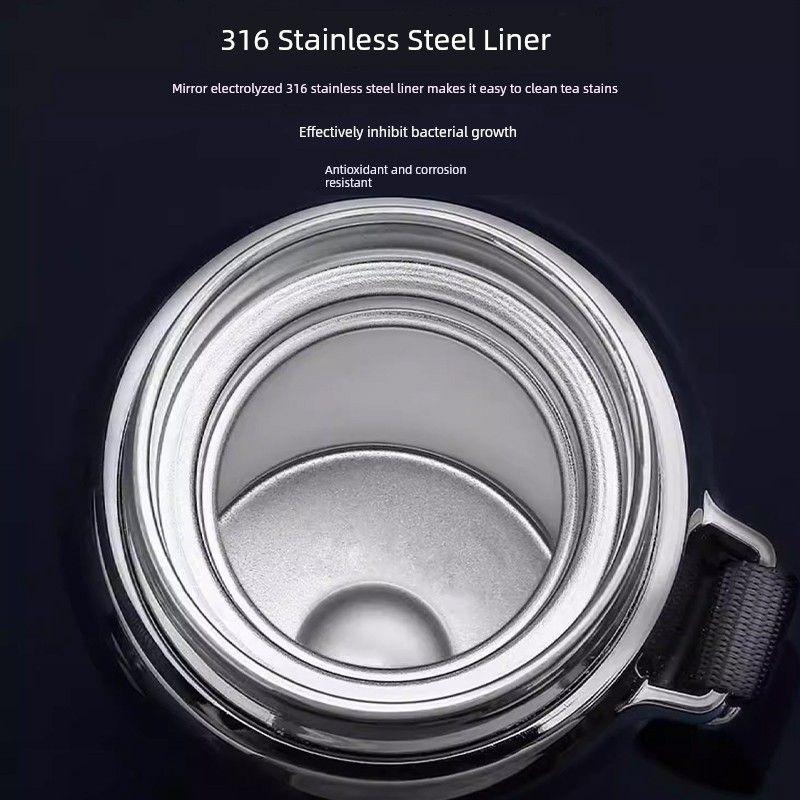 Imported High-End 316 Stainless Steel Large-Capacity Thermos Cup for Men and Women, Suitable for Outdoor, Portable, Fitness, Business, and Tea Brewing