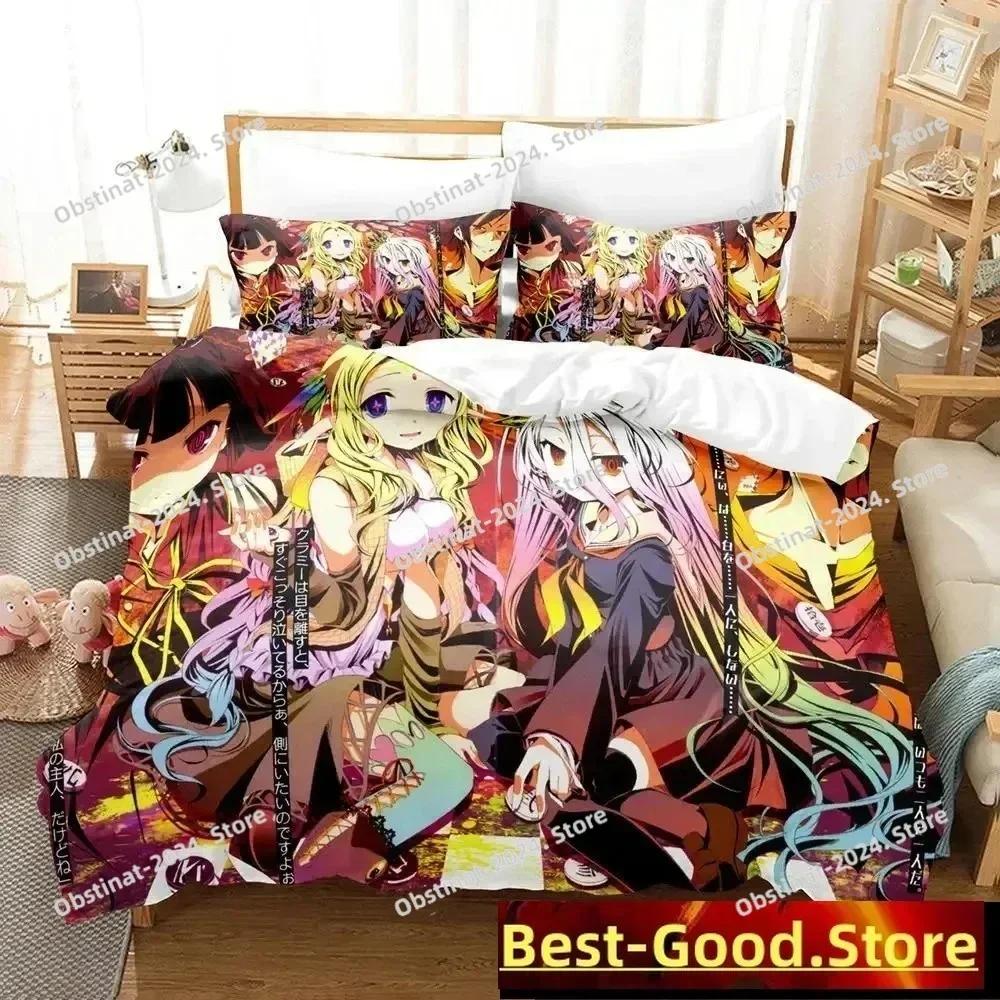 3D Druck Anime No Game No Life Bettwäsche Set Niedlicher Bettbezug Bettdecke Bettüberwurf mit Kissenbezug Twin Single Queen King Size Jungen Erwachsene
