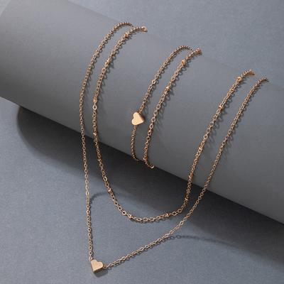 Personalized New Jewelry, Love Geometric Simple Multi-layer Bracelet Necklace Two-piece Combination Women