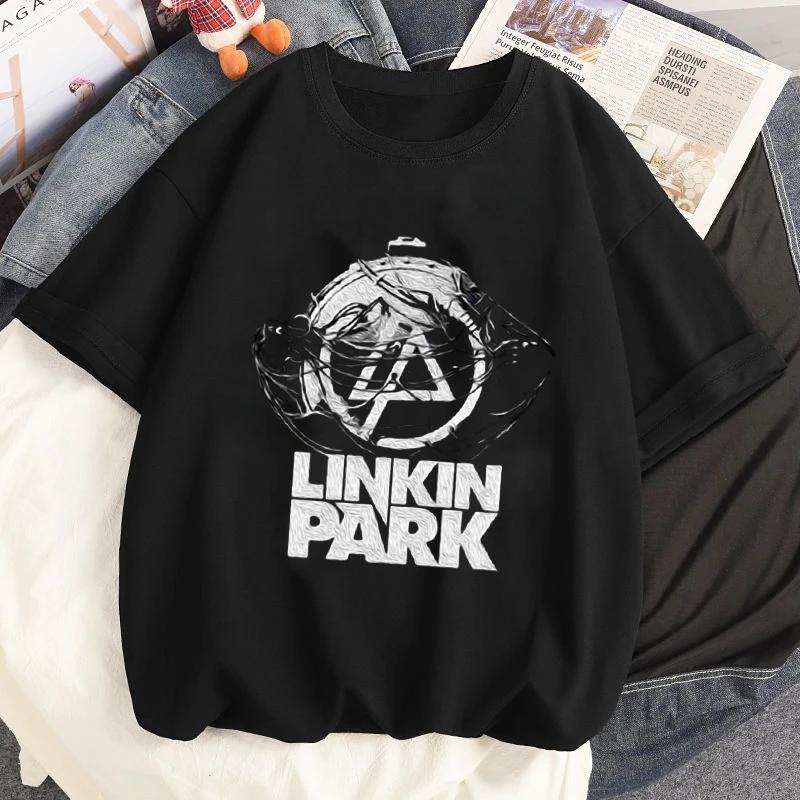 Camiseta con Estampado Gráfico de la Banda de Rock Linkin-Park Verano Mujer Casual Manga Corta Streetwear Camisetas Tops Harajuku Cuello Redondo Ropa