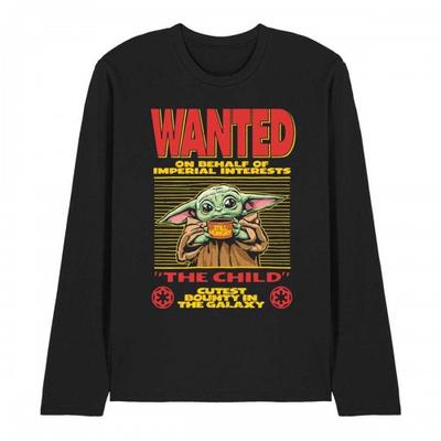 Star Wars The Mandalorian Unisex Adult Cutest Bounty Wanted Grogu Long-Sleeved T-Shirt