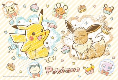 Quebra-cabeça Pokémon Crayon Art 26 x 38 cm da Ensky, 108 peças grandes, 108-L756