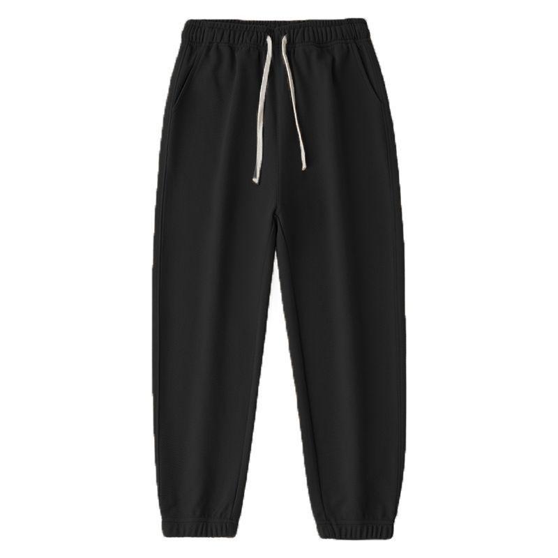 Texture Sensitive, Slightly Elastic Diagonal Closure Men's Pants, Solid Color, Simple, Extra Loose, High Waisted and Ankle Tied