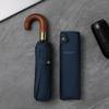 Parachase High-End Wooden Handle Curved Handle Fully Automatic Umbrella, Sturdy Ten-Rib Double Umbrella, Men's Business Wind-Resistant Umbrella