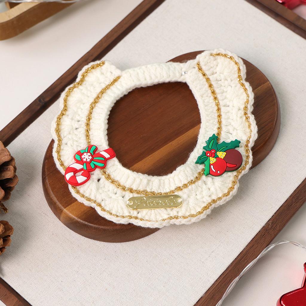Pet Supplies Bib Hand Crocheted Snood Christmas Day Dog Cat Gold Label Saliva Towel Bib Collection