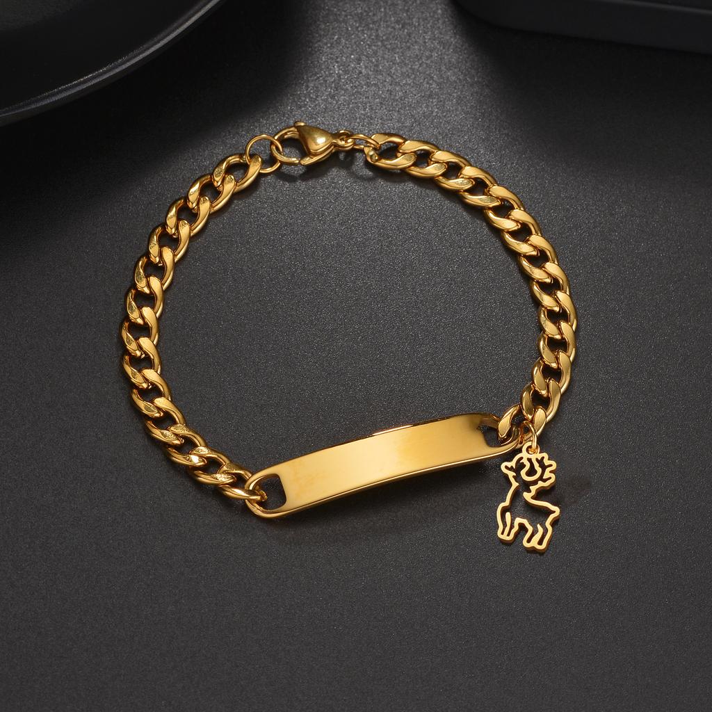 Atoztide Engrave Name Bar Bracelet for Women Christmas Series Stainless Steel Jewelry Adjustable Punk Chain Personalized Gift