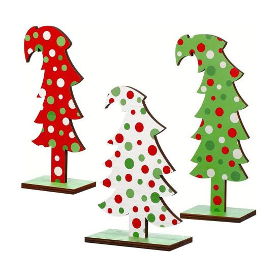 3Pcs/Set Wooden Mini Christmas Tree Ornament Rustic Xmas Tree Table Sign Home Office Holiday Party Desktop Decoration Ornament