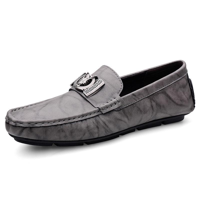 Men’s Trendy Genuine Leather Loafers - Soft Sole Slip-ons, Plus Size Casual Driving Moccasins for Spring & Autumn.