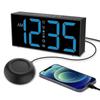 Vibrating Alarm Clock for Heavy Sleepers, Loud Sound, Large Digits, 5 Brightness Settings (black and Blue)