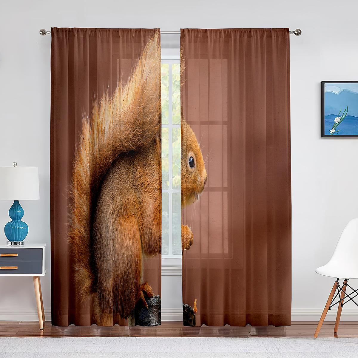 Тюлевые шторы-вуали с изображением маленьких животных — фото 14