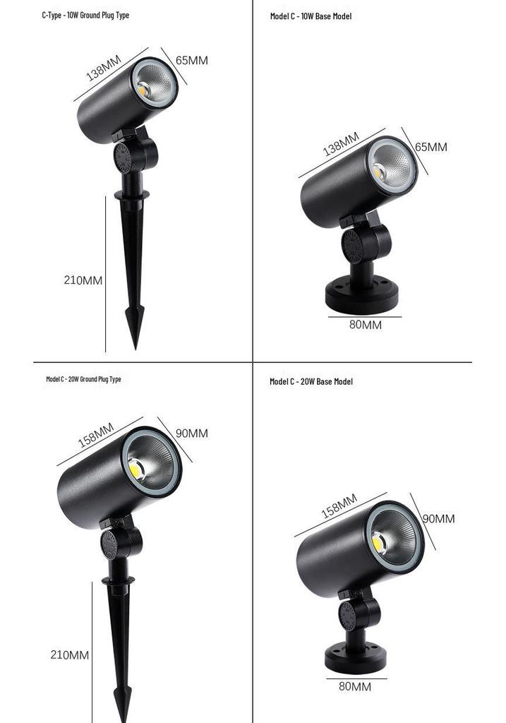 Waterproof Outdoor Tree Spotlight with Garden Ground Plug, Lawn Floodlight for Courtyard Landscapes