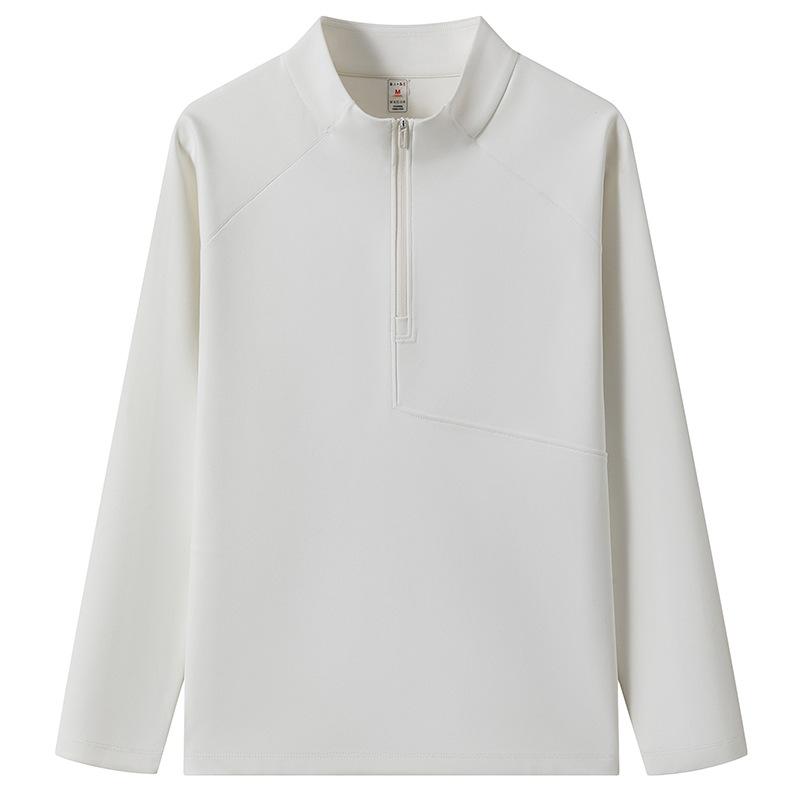 Long Sleeved T-shirt for Men with Raglan Sleeves, Half Height Zipper, Brushed Long Sleeved Base Shirt