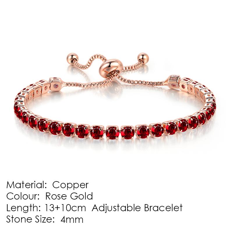 ZHOUYANG Tennis Bracelet For Women Luxury Handy Adjustable 4 Claws Mosaic 4mm Zirconia Rose Gold Color Fashion Jewelry Gift H133