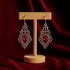 Imitation Gemstone Pendant Dangle Earrings Silver Tone Filigree Scroll Chic Jewelry for Women Festival Gift Accessory