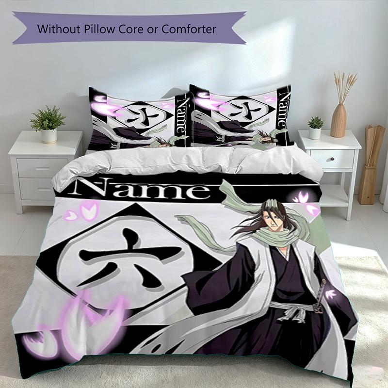 3pcs Custom Name Byakuya Kuchiki Set,Includes 1 Duvet Cover and 2 Pillowcases,All-season Bedroom Decor