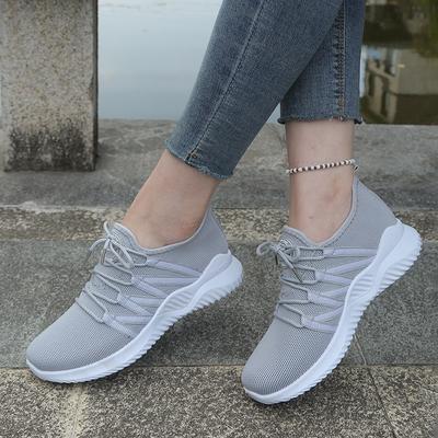 Frühling und Sommer Damen FreizeitsportSchuhe Fly-Weave atmungsaktives Netz weiche Sohle rutschfest Gehschuhe vielseitige Pendlerschuhe