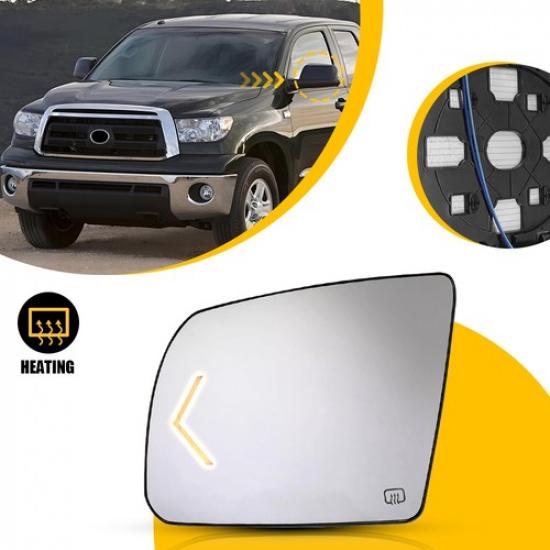 Left Driver Side Heated Mirror Glass W/Turn Signal For 2008-17 Toyota Sequoia A