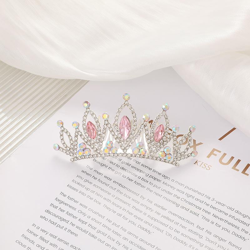 Children's Birthday Crown Hair Comb Princess Fashion Rhinestone Hair Plug Holiday Show Sweet Hairpin Accessories