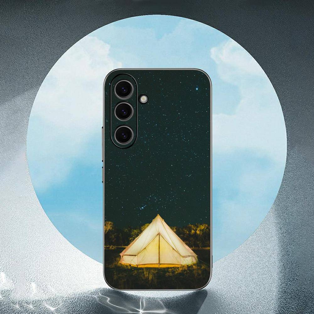 Camping Nature Mountain Luxury Black Phone Case For Samsung Galaxy S23 S24 S25 Ultra S22 Plus S21