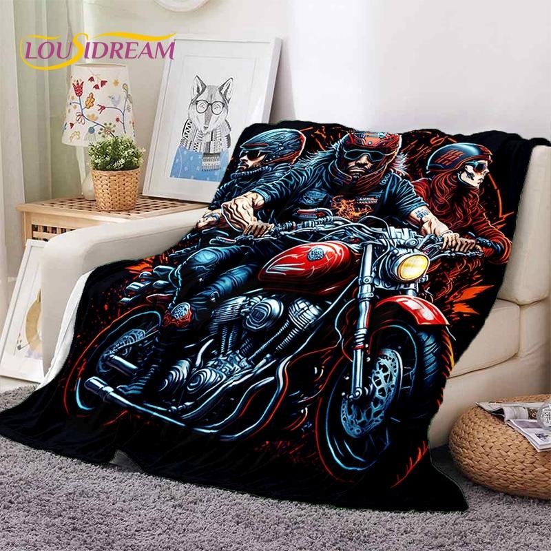 Motocross Modern Retro Motorcycle Soft Blankets,Keep Warm Throw Blanket Comfortable Blanket for Picnic Beds Sofa Home Bedroom