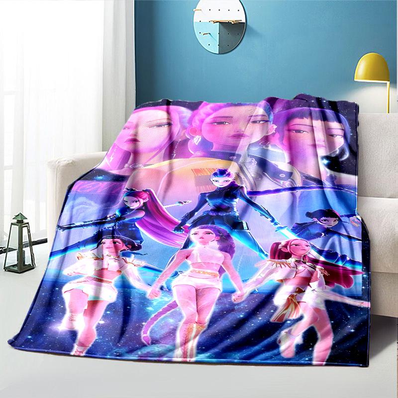 KPop Dämonenjäger Muster Decke für Heimdekoration, Bett, Sofa, Auto Reisen, Camping, Geeignet für Alle Jahreszeiten, Geburtstags-Weihnachtsgeschenk