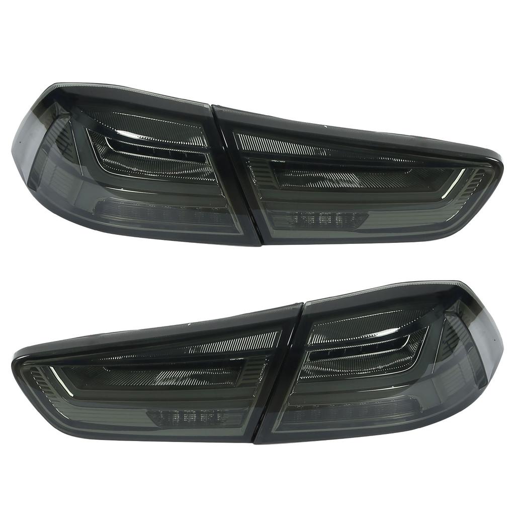 Full LED Dynamic Tail Lights Smoke Lens With Welcome Light Replacement for Mitsubishi Lancer Evo X 2008‑2017