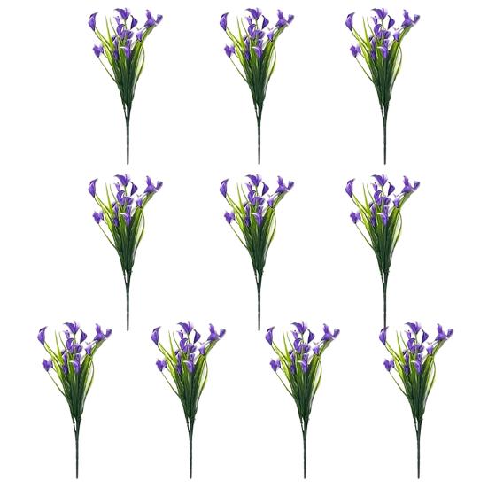 

10 шт. искусственных калл, букет реалистичных искусственных цветов, устойчивых к ультрафиолетовому излучению, искусственные цветы каллы для вазы в помещении, цветочной композиции, уличного декора фиолетовый