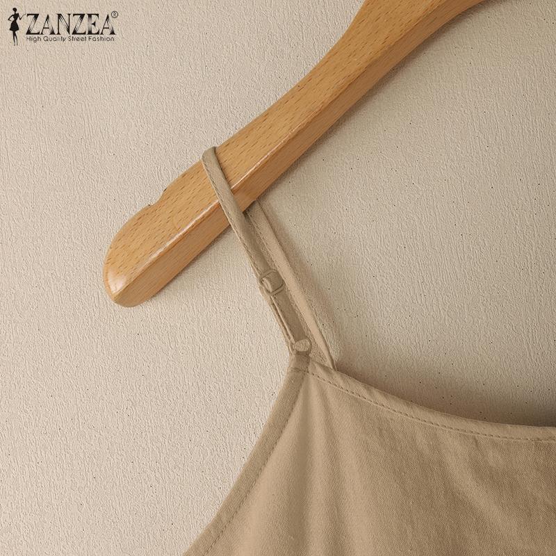 ZANZEA Damen Lässige Einfarbige Sommer Ärmellose Träger Camisoles