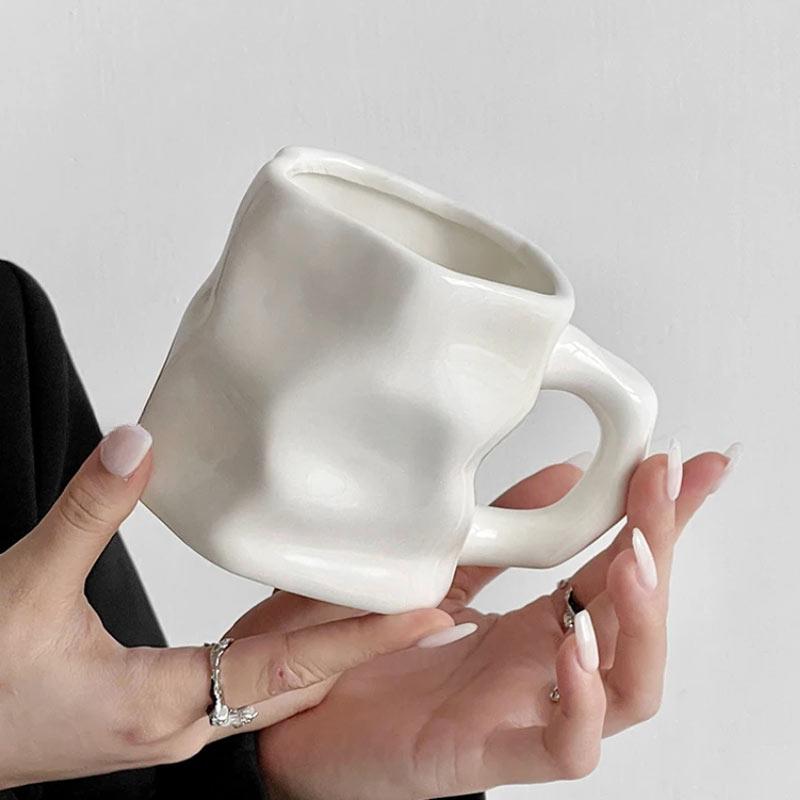 breakfast cup Simple personality ceramic drinking cup Office afternoon tea high-value milk coffee cup home decoration supplies