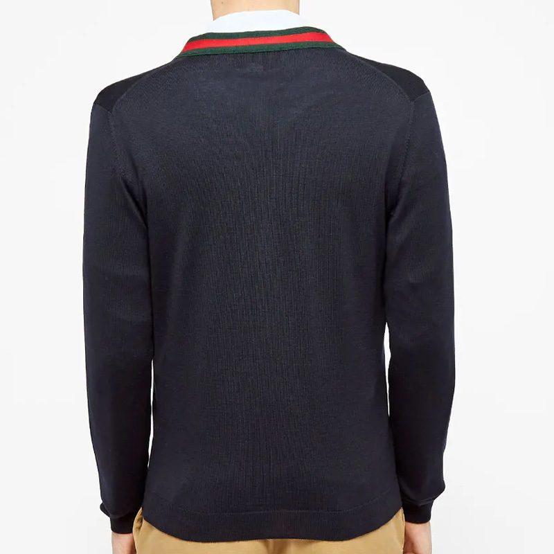 GUCCI Sweaters Men's Black V Neck Moderate Cardigan 408146-X1317-4060